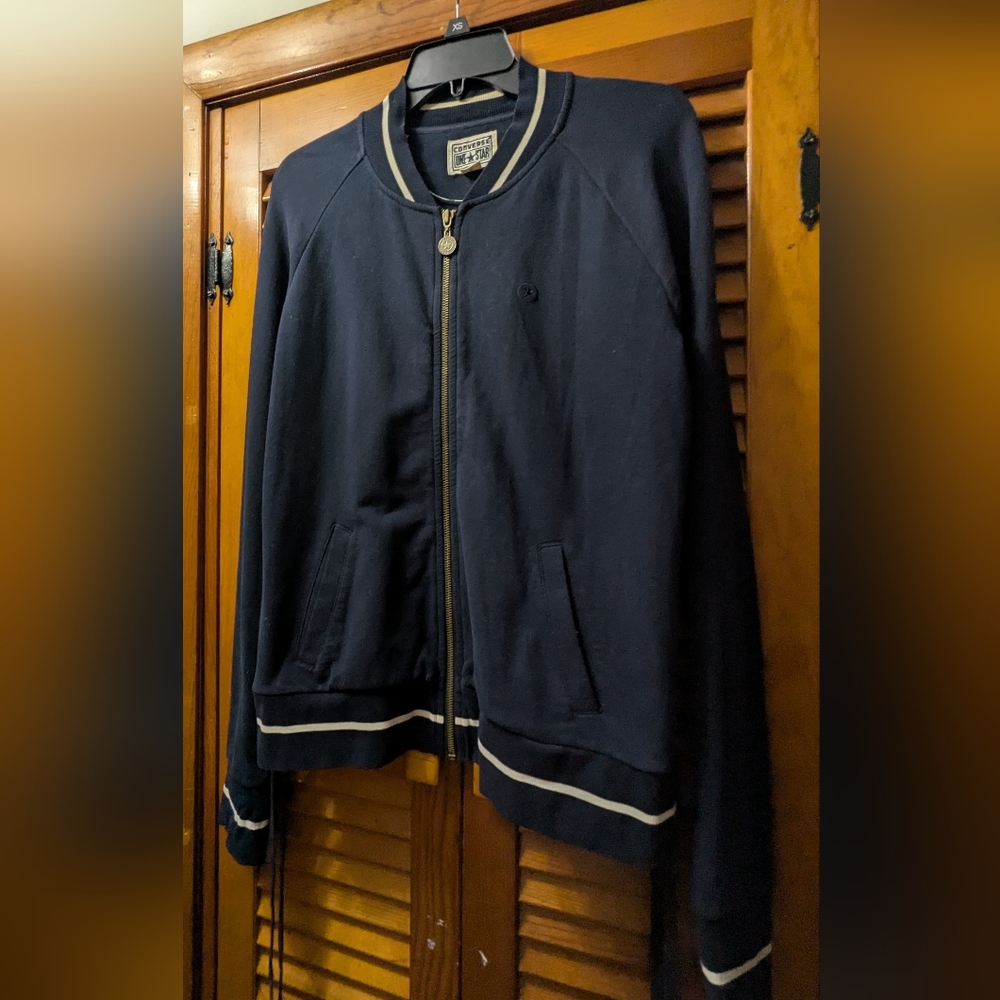 Converse One Star Navy Blue Zip Stretch Sweater Jacket Size XL